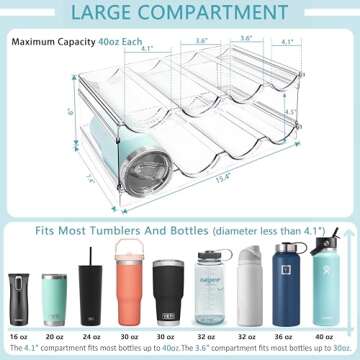Homecor 2 Pack Water Bottle Organizer, Upgrade Stackable Kitchen Pantry Organization and Storage Rac...