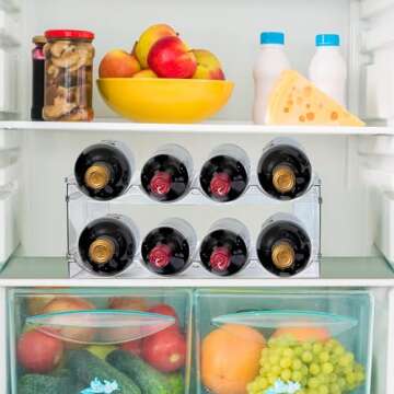 Homecor 2 Pack Water Bottle Organizer, Upgrade Stackable Kitchen Pantry Organization and Storage Rack, Water Bottle Holder for Fridge Cabinet Cupboard Storage, Plastic Tumbler Mug Cup Organizer Rack