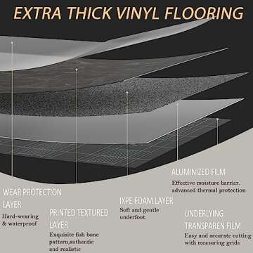 Oxdigi Vinyl Floor Tiles Peel and Stick 23"x 118"/19 Sq.Ft, Thicken Self Adhesive Vinyl Flooring Roll Marble Pattern Waterproof DIY Floor Coverings for Bathroom Living Room Kitchen, Black Marble