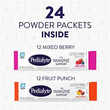 Pedialyte with Immune Support, Electrolytes with Vitamin C and Zinc, Advanced Hydration with PreActiv Prebiotics, Mixed Berry & Fruit Punch, Electrolyte Drink Powder Packets, 6 count (Pack of 4)