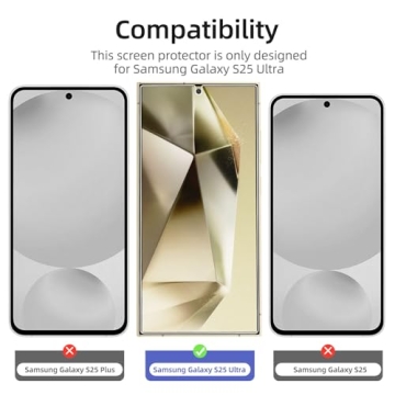 NEW'C 3 Pack Screen Protector for Samsung Galaxy S25 Ultra - Tempered Glass, Bubble Free, Ultra Resi...