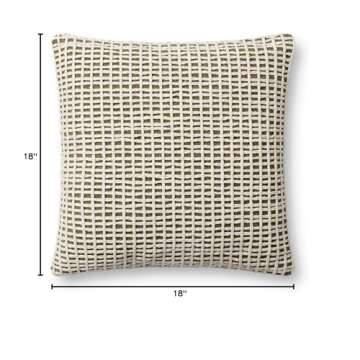 LOLOI PLL0119 Green/Ivory 18'' x 18'' Cover w/Down Pillow
