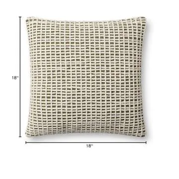 LOLOI PLL0119 Green/Ivory 18'' x 18'' Cover w/Down Pillow