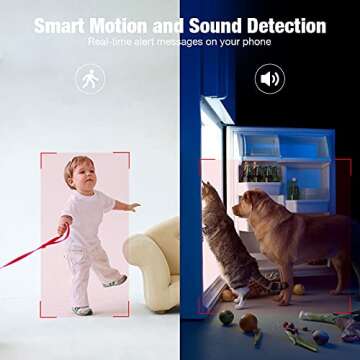 Pet Camera with Phone APP, 1080P Baby Monitor with Camera and Audio,Sound/Motion Detect, Indoor Security Camera with 2 Way Audio,Night Vision,Cloud/SD Storage Nanny Cam, Work with Alexa (2 Pack)