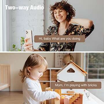 Pet Camera with Phone APP, 1080P Baby Monitor with Camera and Audio,Sound/Motion Detect, Indoor Security Camera with 2 Way Audio,Night Vision,Cloud/SD Storage Nanny Cam, Work with Alexa (2 Pack)