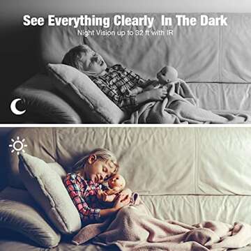 Pet Camera with Phone APP, 1080P Baby Monitor with Camera and Audio,Sound/Motion Detect, Indoor Security Camera with 2 Way Audio,Night Vision,Cloud/SD Storage Nanny Cam, Work with Alexa (2 Pack)