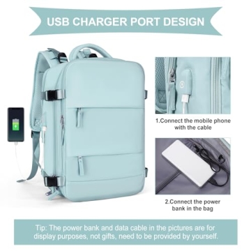 Large Travel Backpack for Women Men - Waterproof Rucksack