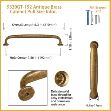 Goo-Ki Antique Brass Cabinet Handles 6 Pack for Furniture