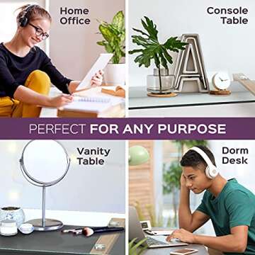 bonVIVO Massimo Small Desk - 43 Inch, Modern Computer Desk for Small Spaces, Living Room, Office and Bedroom - Study Table w/Glass Top and Shelf Space - White