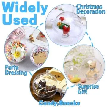 25 PCS Clear Plastic Fillable Ornaments,Transparent DIY Craft Ball,Clear DIY Christmas Ornament 5 Different Sizes for Wedding,Party,Home Decor