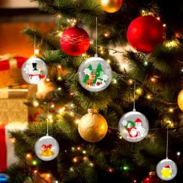 25 PCS Clear Plastic Fillable Ornaments,Transparent DIY Craft Ball,Clear DIY Christmas Ornament 5 Different Sizes for Wedding,Party,Home Decor