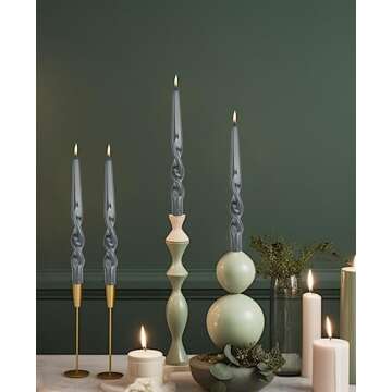 LPUSA Navy Spiral Taper Candles - 10" Dripless Set of 4
