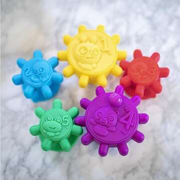 Baby Einstein Gears of Discovery Suction Cup Sensory Toys for Bath, Floor Play, Travel & More, 5pcs ...