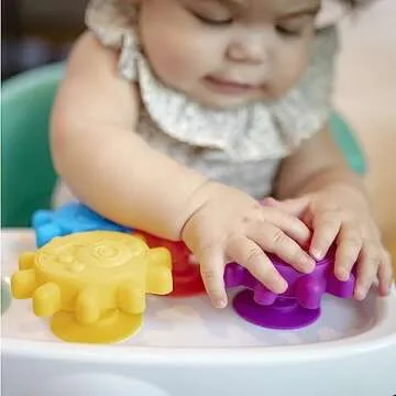 Baby Einstein Gears of Discovery Suction Cup Sensory Toys for Bath, Floor Play, Travel & More, 5pcs Multi-Color, BPA Free, 6 Months+