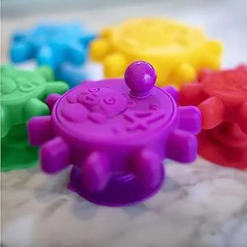 Baby Einstein Gears of Discovery Suction Cup Sensory Toys for Bath, Floor Play, Travel & More, 5pcs Multi-Color, BPA Free, 6 Months+