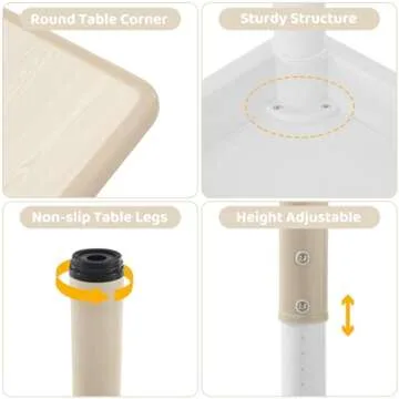 DOREROOM Kids Table and 2 Chairs Set, Height-Adjustable Toddler Table and Chairs Set with Graffiti Desktop, 23.6''L x 23.6''W Children Activity Table for Daycare, Classroom, Home