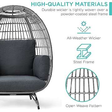 Best Choice Products Wicker Egg Chair for Comfortable Lounging