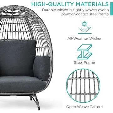 Best Choice Products Wicker Egg Chair for Comfortable Lounging