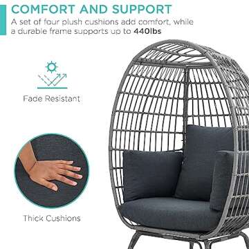 Best Choice Products Wicker Egg Chair for Comfortable Lounging