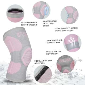 Bpluma Knee Brace Unisex, Enhanced Compression Sleeve with Patellar Pad, Ideal for ACL, Meniscus Tea...