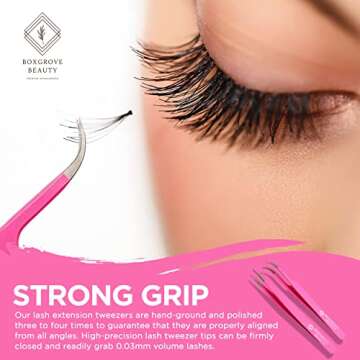 BoxGrove Lash Tweezers Set - Precision Tools for Lash Applications