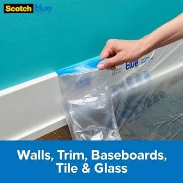 ScotchBlue Pre Plastic Painters Tape, 24 in x 30yd, Tape & Masking Film Combined in One Product, Static Cling to Stay in One Place, No Residue Masking Tape, Film Unfolds to 24" Wide (PT2093EL-24)