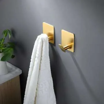 Buy DELITON Adhesive Towel Hooks Gold 4 Pack - Stylish & Sturdy