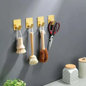 Buy DELITON Adhesive Towel Hooks Gold 4 Pack - Stylish & Sturdy