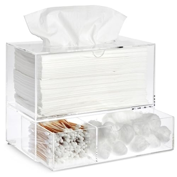 Juvale Clear Tissue Box Holder with Pull Out Drawer - Elegant, Functional Organizer for Home