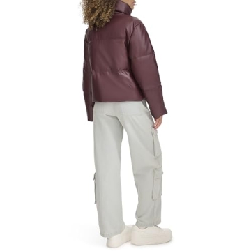 Levi's Vegan Leather Quilted Puffer Jacket in Fig