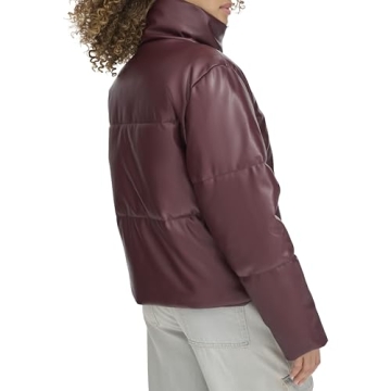 Levi's Vegan Leather Quilted Puffer Jacket in Fig