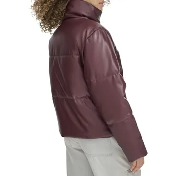 Levi's Vegan Leather Quilted Puffer Jacket in Fig