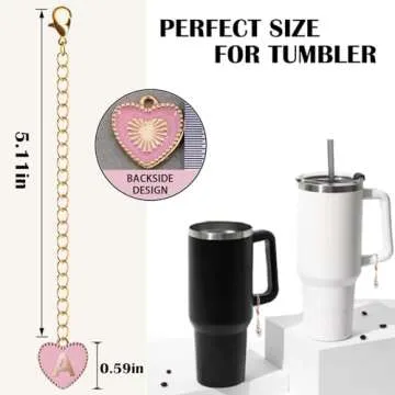 Ekarley Letter Charm Accessories for Stanley Cup, 3Pcs Heart Shaped Water Bottle Name ID for Yeti/Simple Modern Tumbler Handle (C)