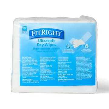 Medline Ultrasoft Dry Baby Wipes, Gentle Disposable Cleansing Cloths, 500 Count, Dry Wipe Size is 10...
