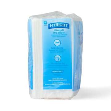Medline Ultrasoft Dry Baby Wipes, Gentle Disposable Cleansing Cloths, 500 Count, Dry Wipe Size is 10 x 12 inches, Great for Sensitive Skin and can be used as Baby Washcloths, Incontinence Wipes
