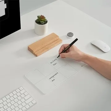 Elegant Desktop Weekly Glass Planner with Wood Stand