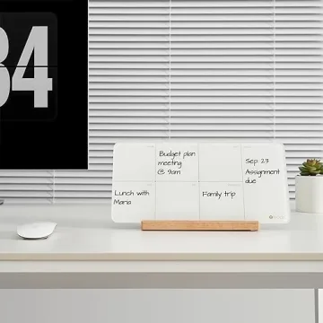 Elegant Desktop Weekly Glass Planner with Wood Stand