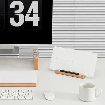 Elegant Desktop Weekly Glass Planner with Wood Stand