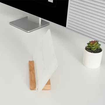 Elegant Desktop Weekly Glass Planner with Wood Stand