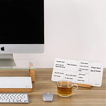 Elegant Desktop Weekly Glass Planner with Wood Stand
