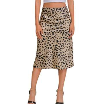 Finejo Cheetah Skirts for Women Wrap Around Sexy Skirts Midi Long Business Casual Skirts for Ladies Leopard M