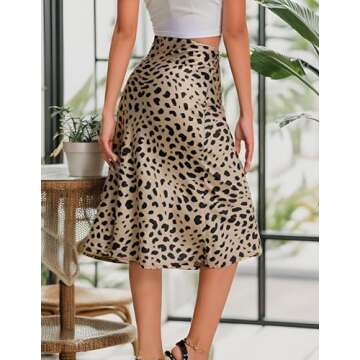 Finejo Cheetah Skirts for Women Wrap Around Sexy Skirts Midi Long Business Casual Skirts for Ladies Leopard M
