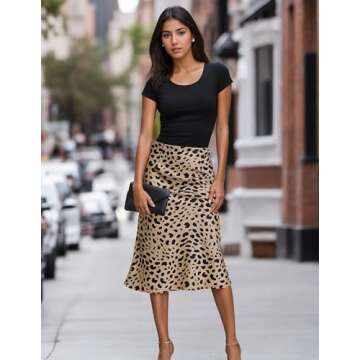 Finejo Cheetah Skirts for Women Wrap Around Sexy Skirts Midi Long Business Casual Skirts for Ladies Leopard M