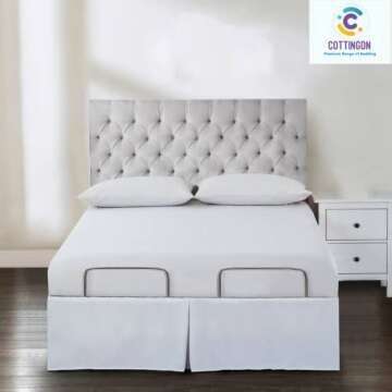 Pleated Bed Skirt with Split Corners-Pleated Dust Ruffle - 18" Tailored Drop Easy Fit,100% Microfiber Soft,Sheen & Luxurious Look - Bed Skirts (White -Full)