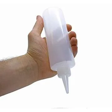 Condiment Squeeze Bottles, 8 OZ Empty Squirt Bottle, Red Top Cap, Leak Proof - for Ketchup, Mustard, Syrup, Sauces, Dressing, Oil, Arts & Crafts, BPA FREE Plastic - Perfect for Kitchen - 2 PACK