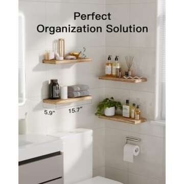 AMADA HOMEFURNISHING Floating Shelves, Paulownia Wood Wall Shelves for Bathroom/Living Room/Bedroom/...
