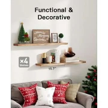 Stylish AMADA Floating Shelves in Paulownia Wood