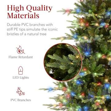 Best Choice Products 7.5ft Pre-Lit Christmas Tree - Realistic Design