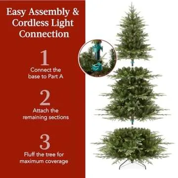 Best Choice Products 7.5ft Pre-Lit Christmas Tree - Realistic Design