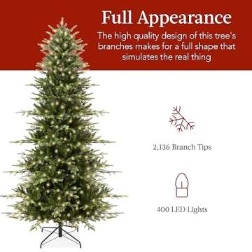 Best Choice Products 7.5ft Pre-Lit Christmas Tree - Realistic Design